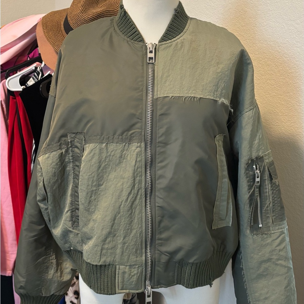 Zara Olive Green Bomber Jacket